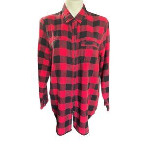 Free Press women’s L Flannel Red & Black Buffalo Plaid Shirt Long Sleeves